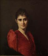 Anna Bilinska-Bohdanowicz Portrait of a women in red dress oil painting